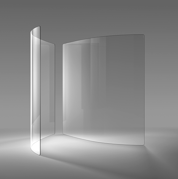 Vidrio curvado GLASSCURCID – detalle del producto en instalación
